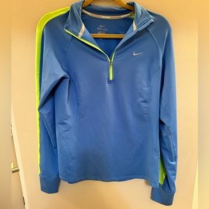 NIKE Running Dri-Fit 1/4 Zip Pullover Activewear Shirt  SZ MEDIUM  Blue/Green